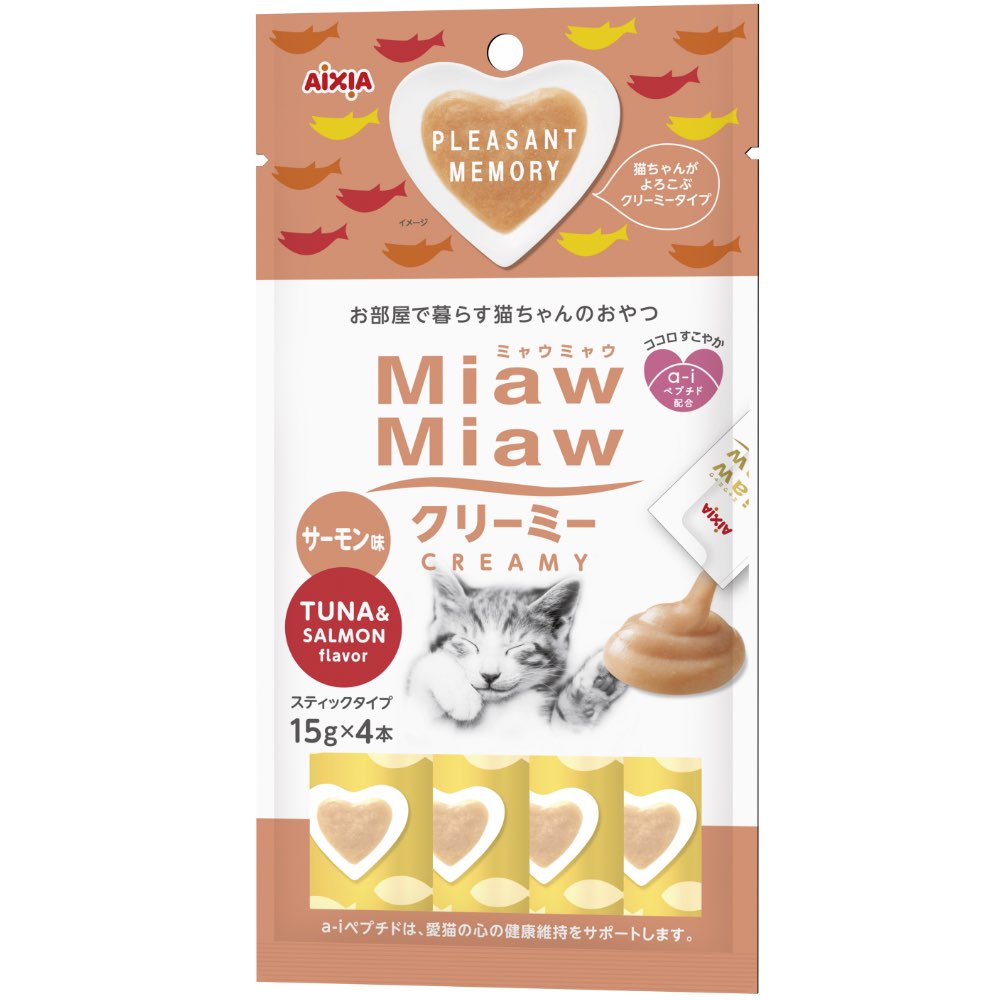 4 FOR $11: Aixia Miaw Miaw Creamy Tuna & Salmon Cat Treat 60g