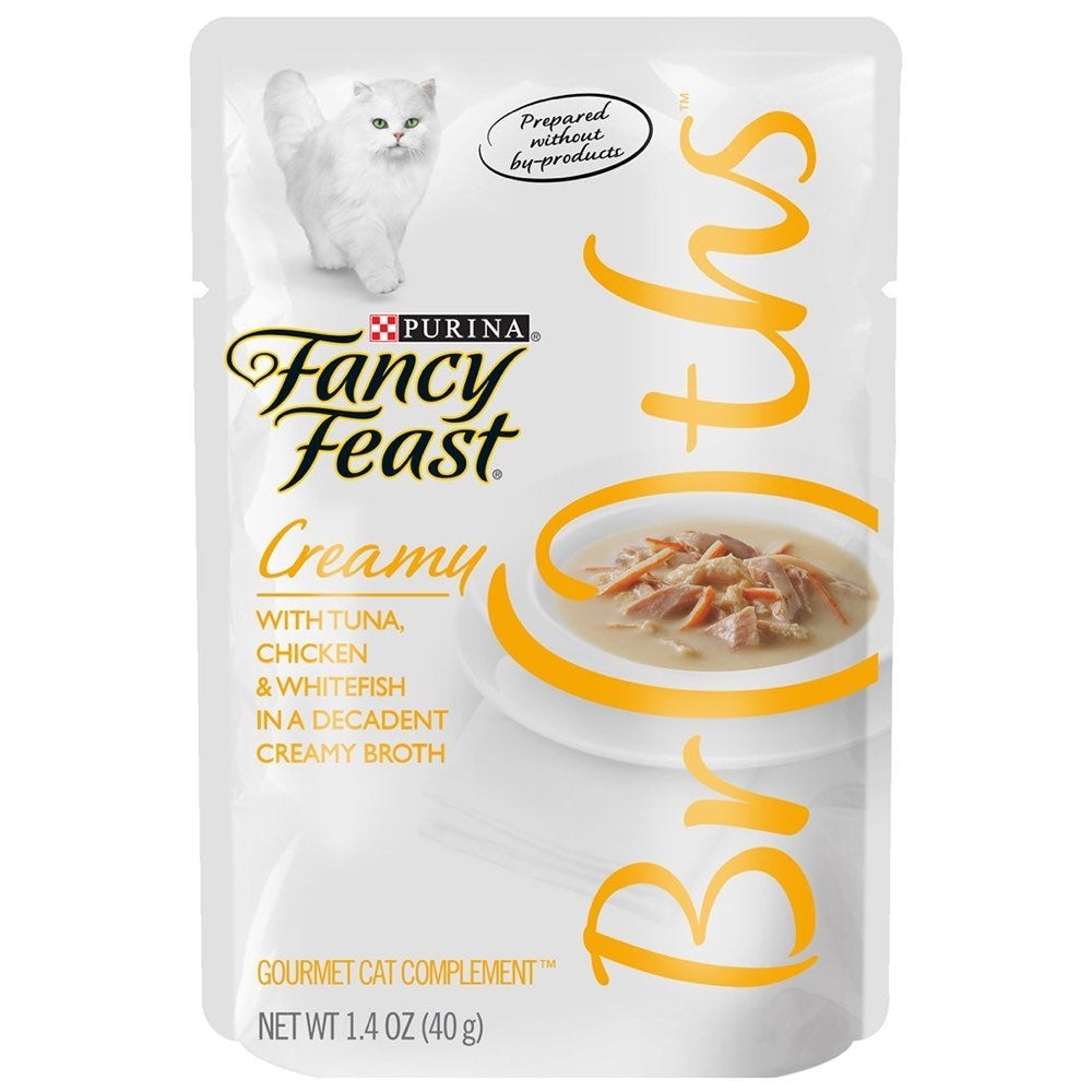"Fancy Feast Creamy Broths Tuna, Chicken & Whitefish Pouch Cat Food 40g x16"