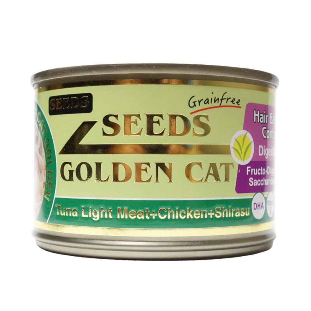 "Seeds Golden Cat Tuna Light Meat, Chicken & Shirasu Canned Cat Food 170g"