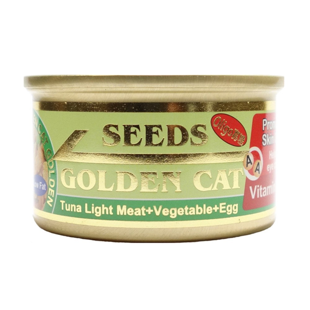 "Seeds Golden Cat Tuna Light Meat, Vegetable & Egg Canned Cat Food 80g"