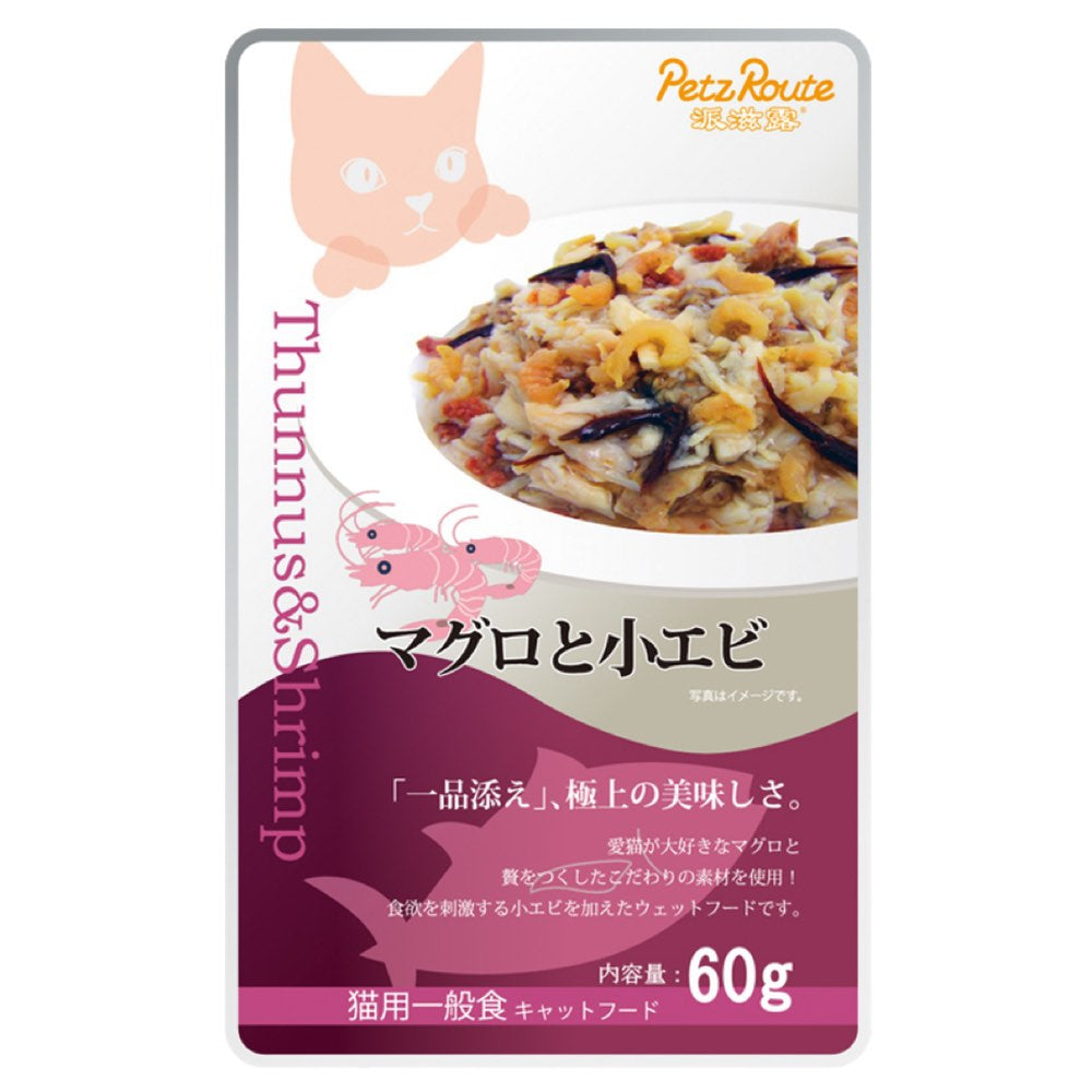 Petz Route Feast Tuna & Bonito Shrimp Pouch Cat Food 60g