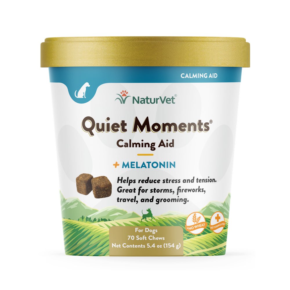15% OFF: NaturVet Quiet Moments Calming Aid Plus Melatonin Soft Chews Supplement For Dogs 70ct