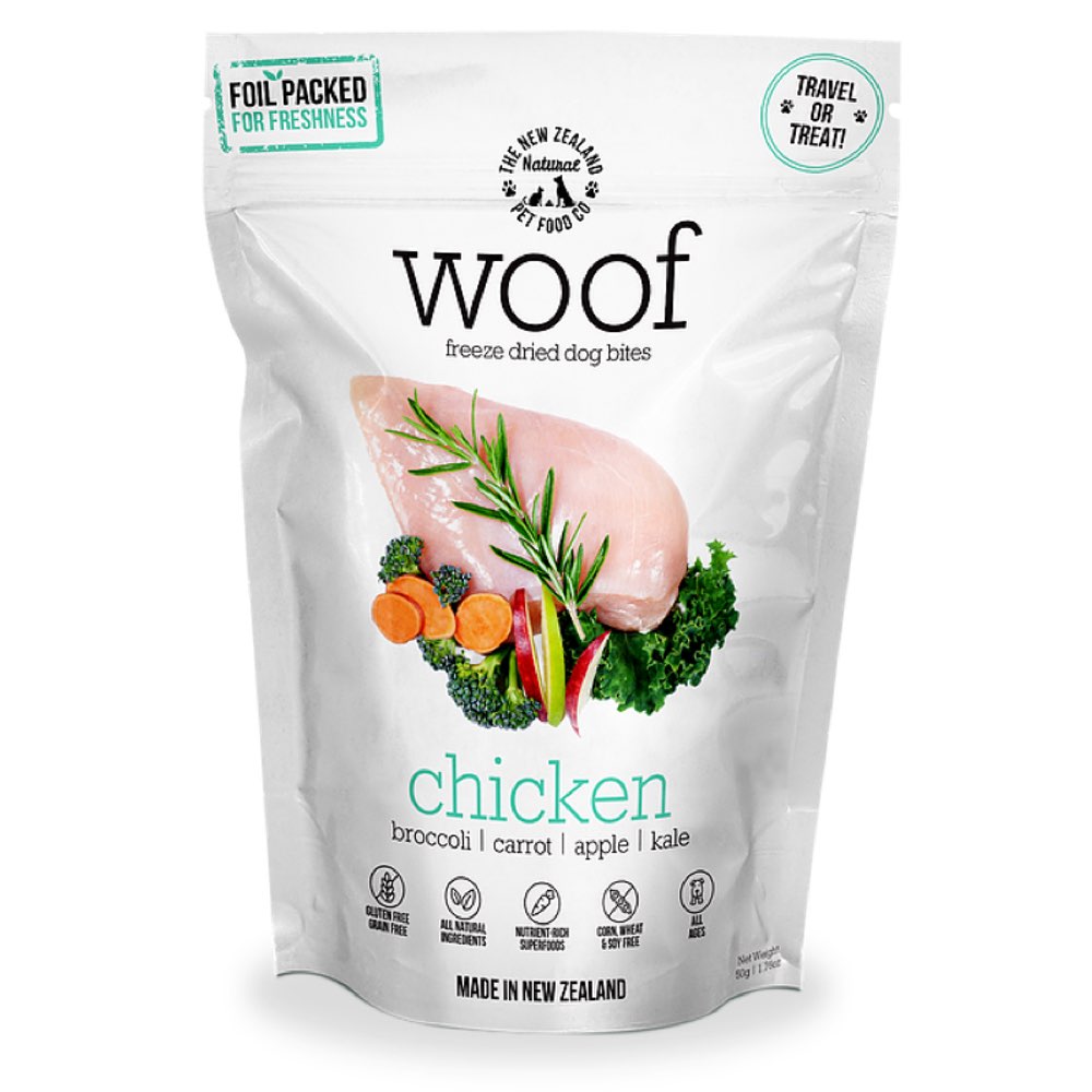 WOOF Chicken Freeze Dried Dog Bites Treats 50g
