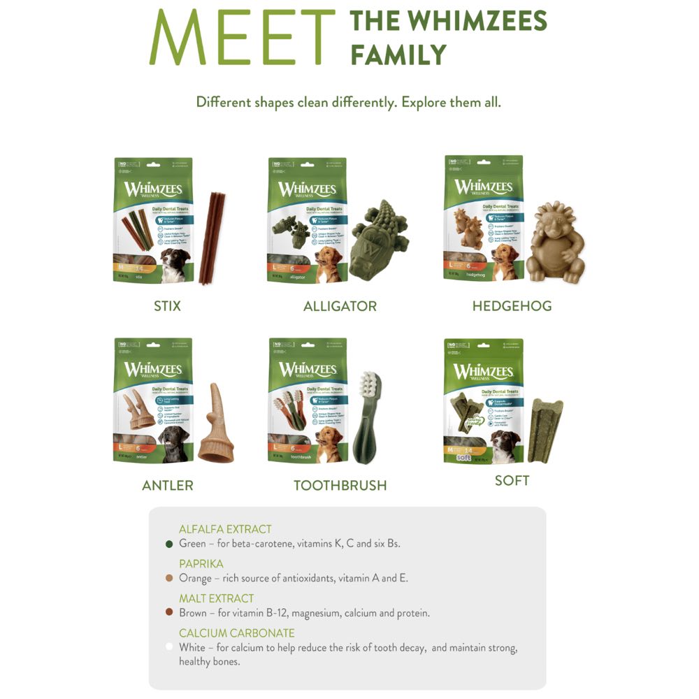 Whimzees Toothbrush Large Grain-Free Dental Dog Treats 6pc