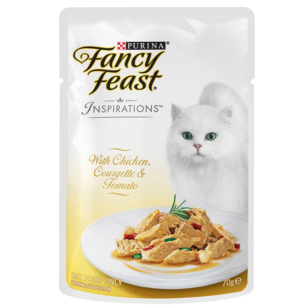 "Fancy Feast Inspirations Chicken, Courgette & Tomato Pouch Cat Food 70g x12"