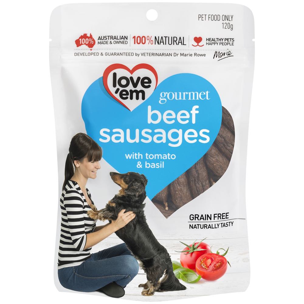 Love??em Gourmet Beef Sausages Dog Treats 120g