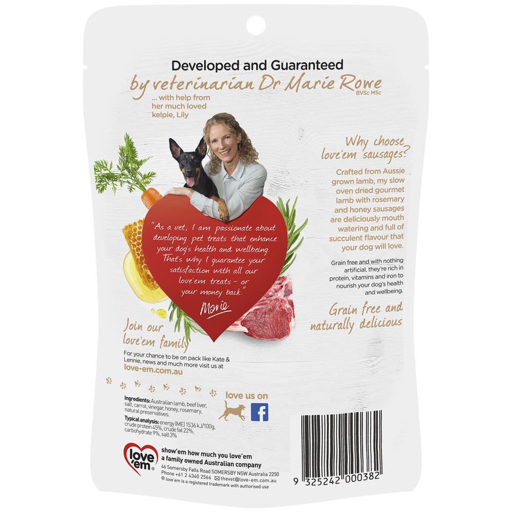 Love??em Gourmet Lamb Sausages Dog Treats 120g