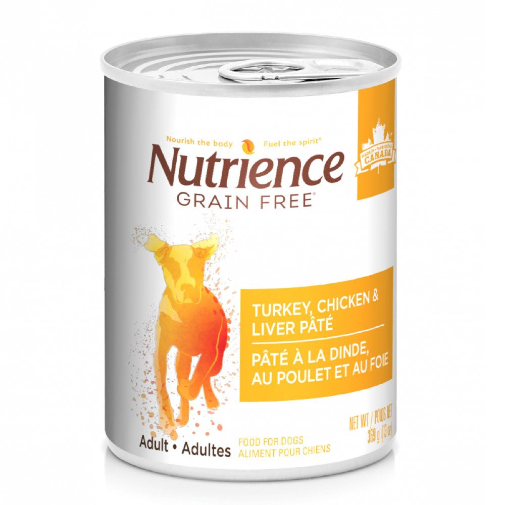 "Nutrience Grain Free Turkey, Chicken & Liver Pate Canned Dog Food 369g"