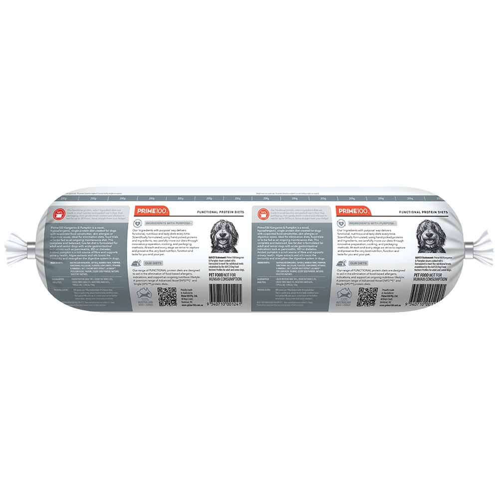 Prime100 SPD Kangaroo & Pumpkin Grain Free Cooked Chilled Roll Dog Food 2kg (Exp 24Oct25)