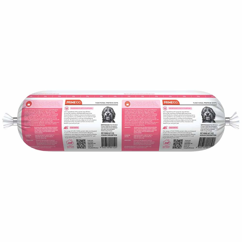 Prime100 SPD Salmon & Tapioca Grain Free Cooked Chilled Roll Dog Food 2kg (Exp 21Oct25)