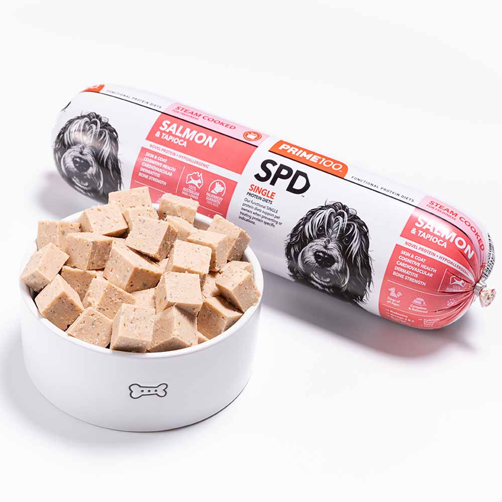 Prime100 SPD Salmon & Tapioca Grain Free Cooked Chilled Roll Dog Food 2kg (Exp 21Oct25)