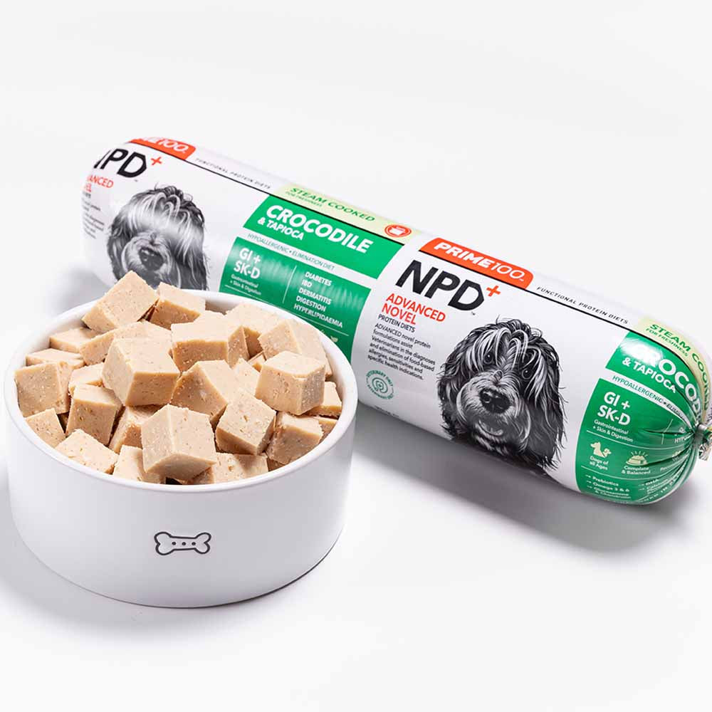 Prime100 NPD+ Crocodile & Tapioca Grain Free Cooked Chilled Roll Dog Food 2kg (Exp 21Oct25)