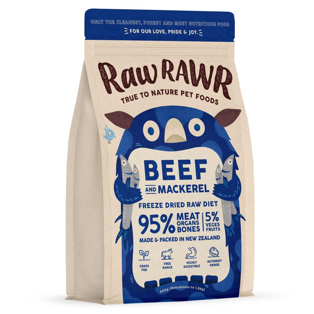 Raw Rawr Balanced Diet Beef & Mackerel Freeze-Dried Raw Cat & Dog Food 400g