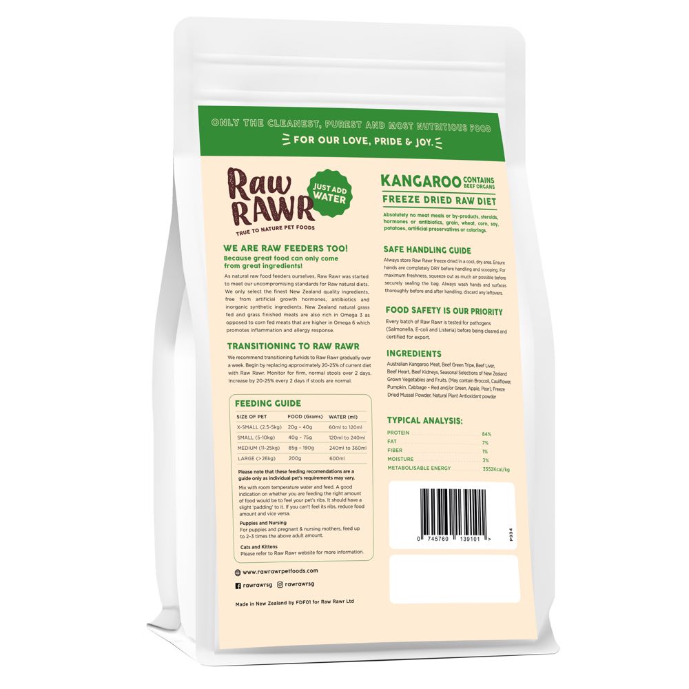 Raw Rawr Balanced Diet Kangaroo & Beef Freeze-Dried Raw Cat & Dog Food