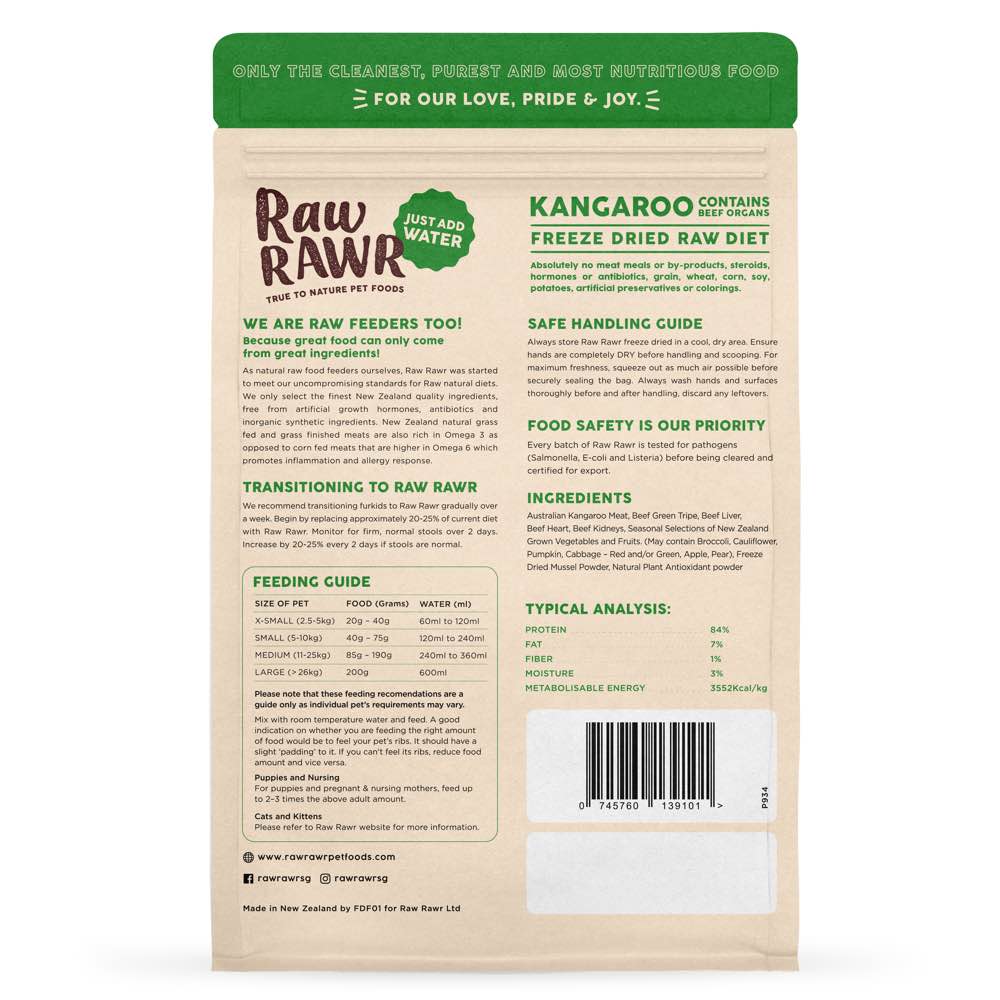 Raw Rawr Balanced Diet Kangaroo & Beef Freeze-Dried Raw Cat & Dog Food