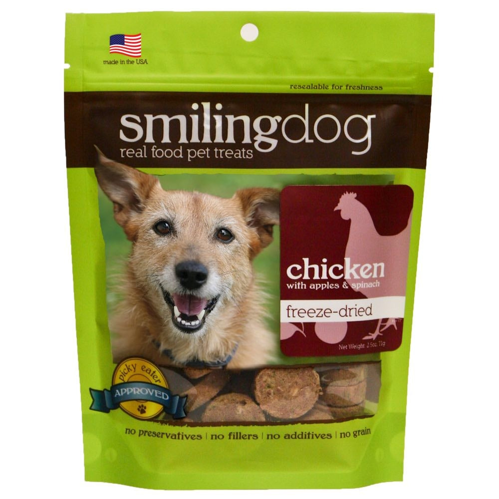 "Smiling Dog Chicken, Apples & Spinach Freeze-Dried Dog Treats 70g"