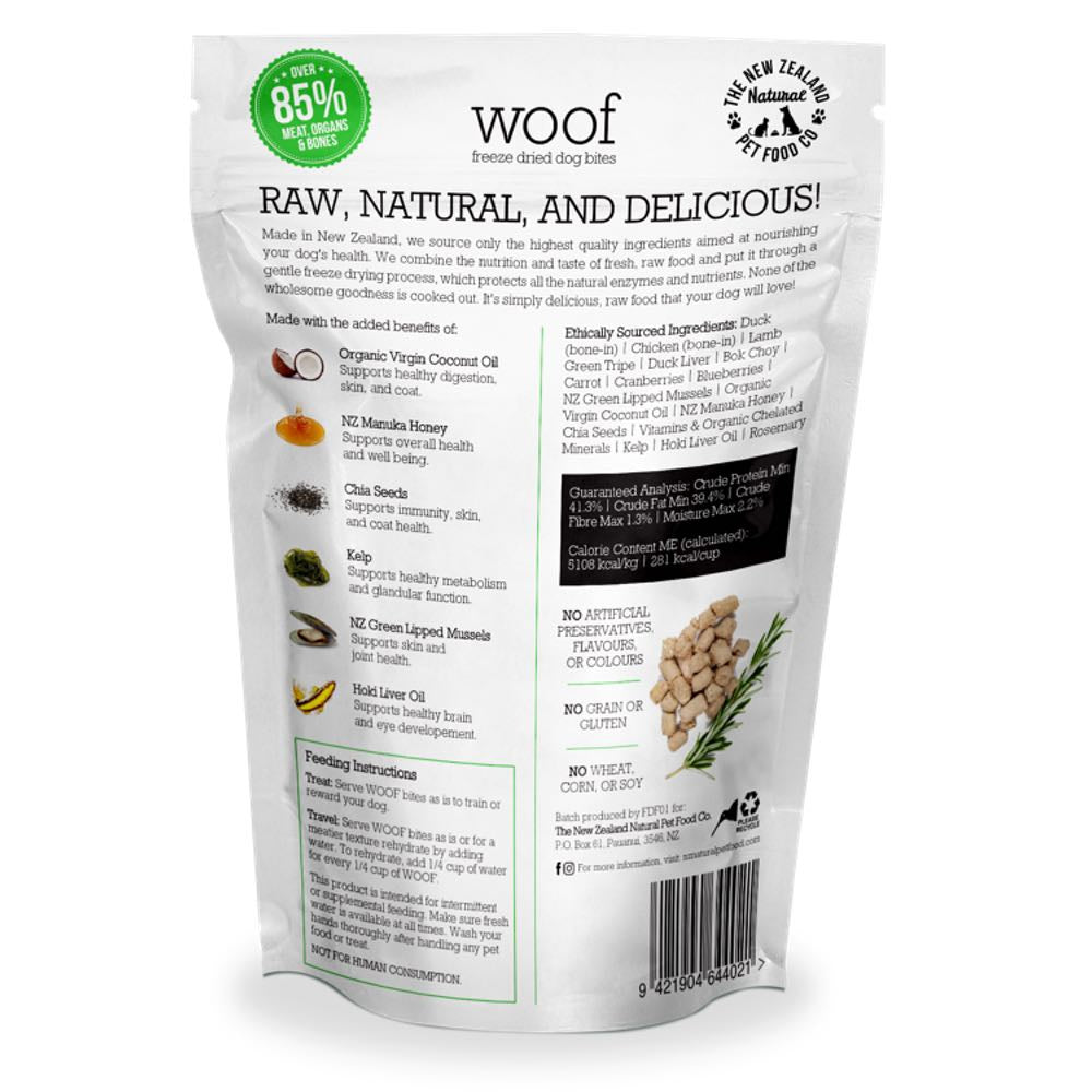 WOOF Duck Freeze Dried Dog Bites Treats 50g