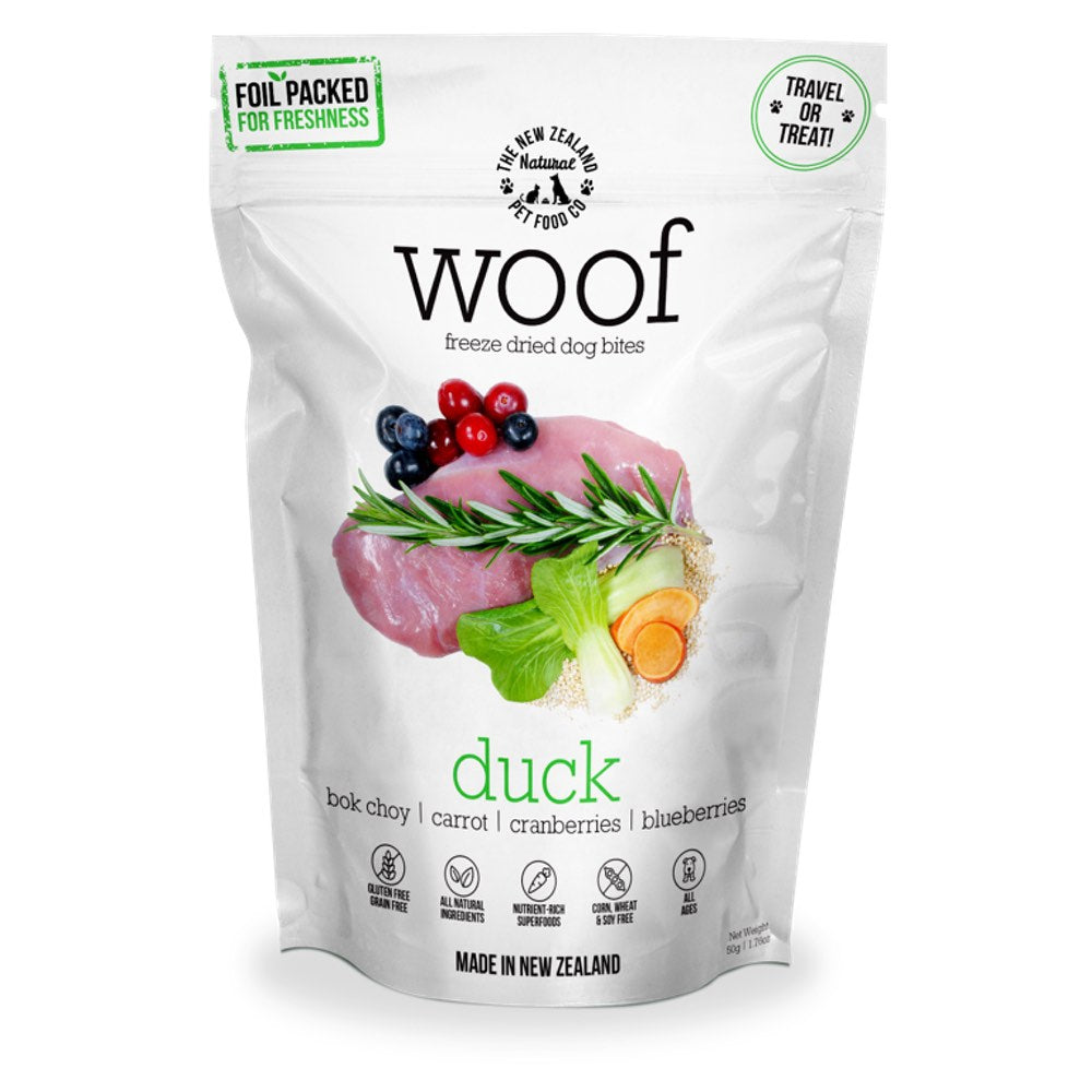 WOOF Duck Freeze Dried Dog Bites Treats 50g